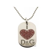 D&G collana Proud piastra acciaio e cuore swarovsky rossi DJ0637 new